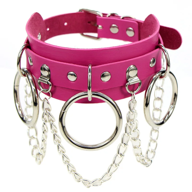 rose red Сексуальное колье в стиле панк Харадзюку, Женское Ожерелье из искусственной кожи, готический воротник, цепочка на пояс, ожерелье, Клубные вечерние праздничные украшения - Окраска металла: rose red