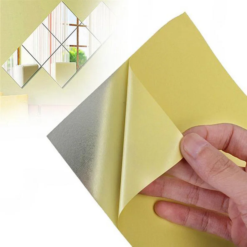 9/16Pcs Decorative Self Adhesive Furniture Films 15X15cm Square PS High Quality Mirror Foil Wall Stickers.7z-za129 | Дом и сад