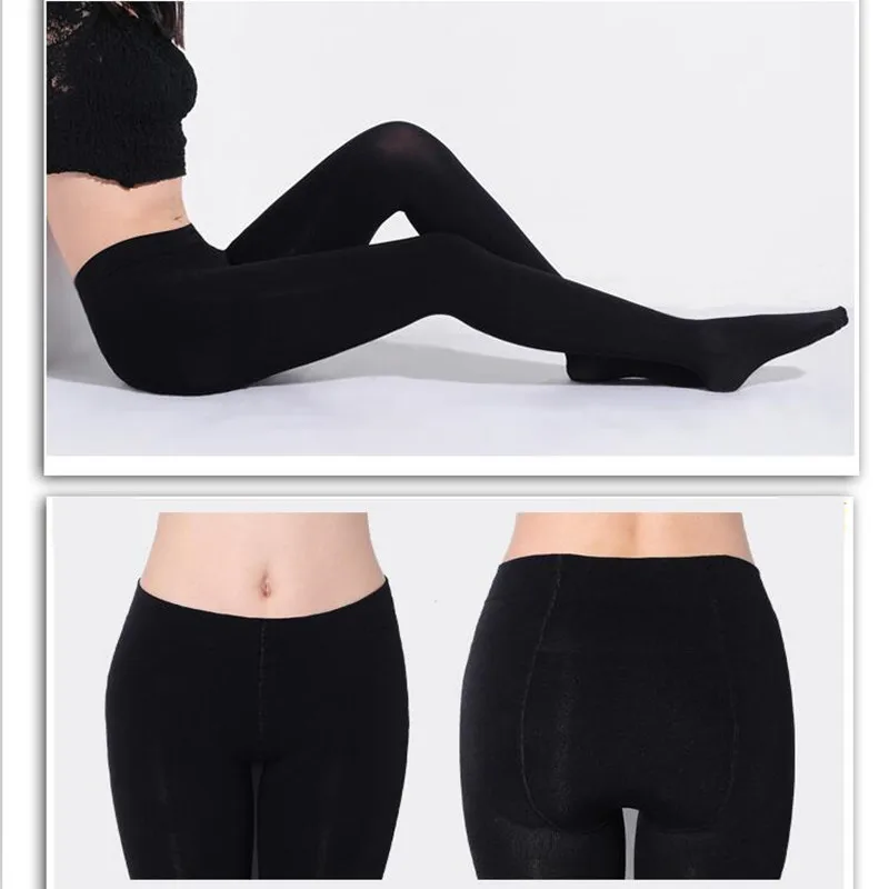 2Pcs Pack Women 200D Thick Warm Cotton Tights Girl's Warm Cotton Pantyhose in Solid Black Color Super Soft and Warm for Winter