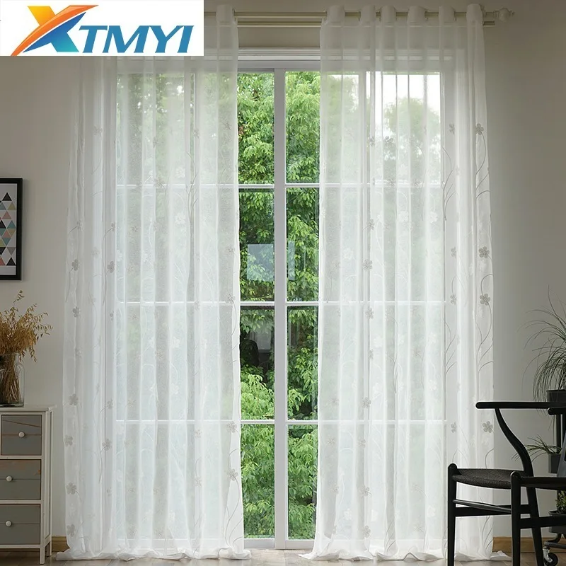 Белый вышитый тюль шторы s Роскошные Оконные Занавески для гостиная лечения