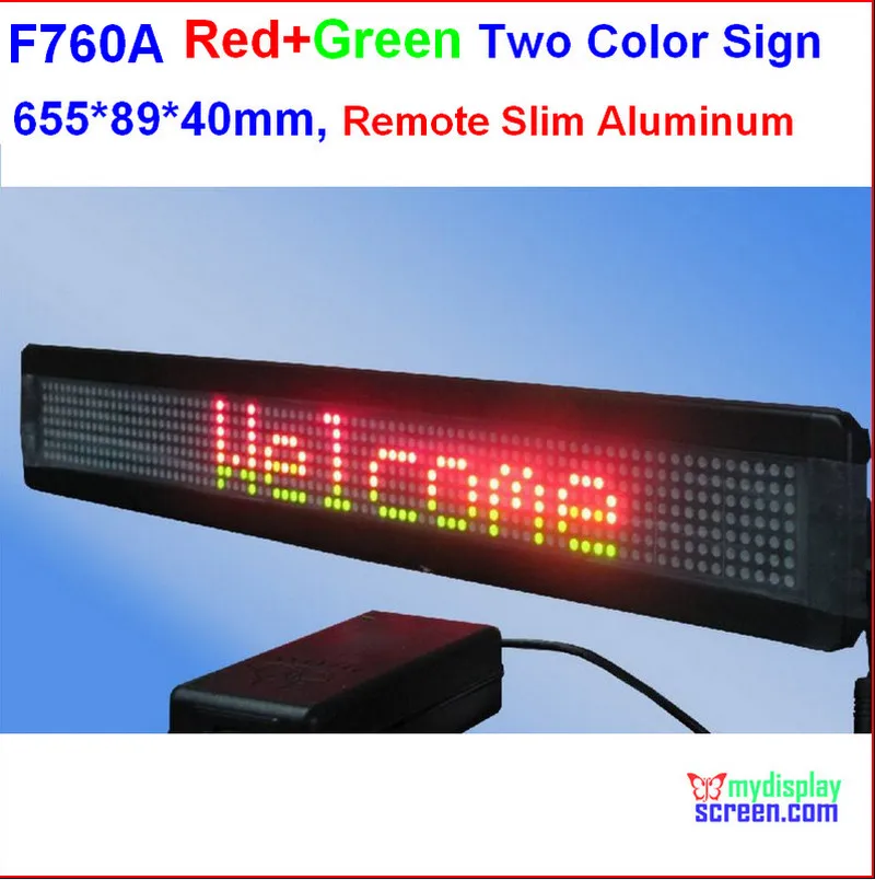 two color led sign, Programmable scrolling.red+green, semi-outdoor/indoor,remote controller,502*89*40mm,7*60 pixel slim aluminum enlarge