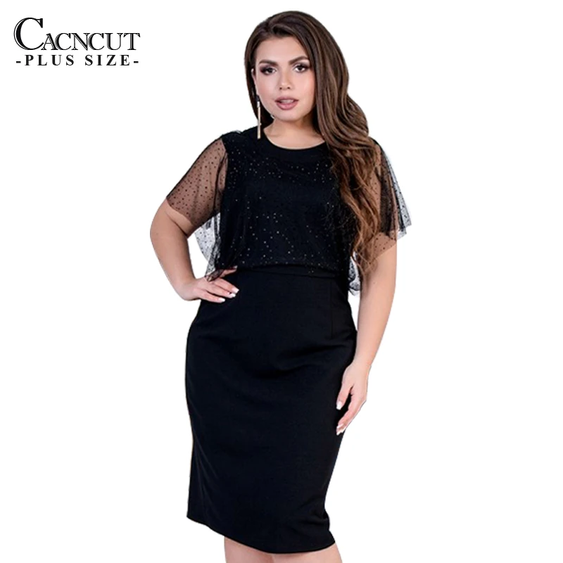 Женское платье большого размера CACNCUT 6XL повседневное элегантное офисное 5XL