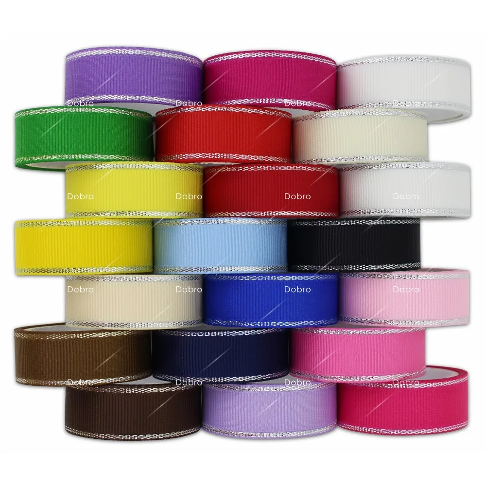 Мм 6 9 16 25 38 мм Серебряный металлический край Grosgrain лента для DIY ремесла Свадебная подарочная упаковка вечерние 21 Цвета доступны не смешанные