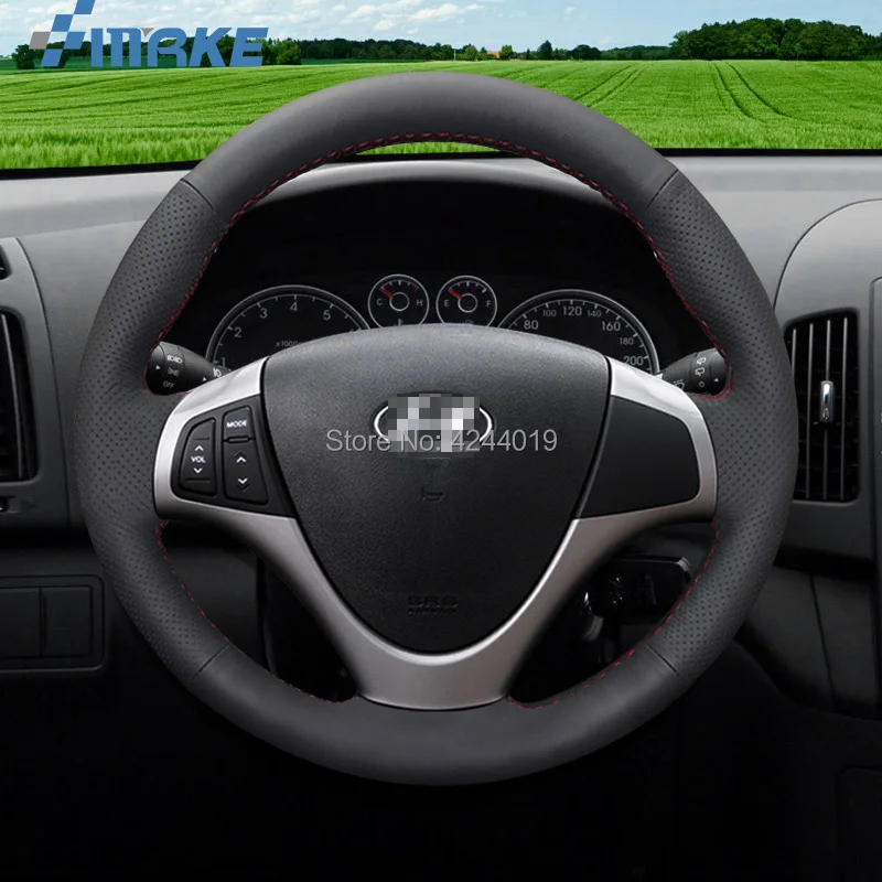 Чехол на руль для Hyundai I30 аксессуары сделай сам из черной кожи|Чехлы руль| |