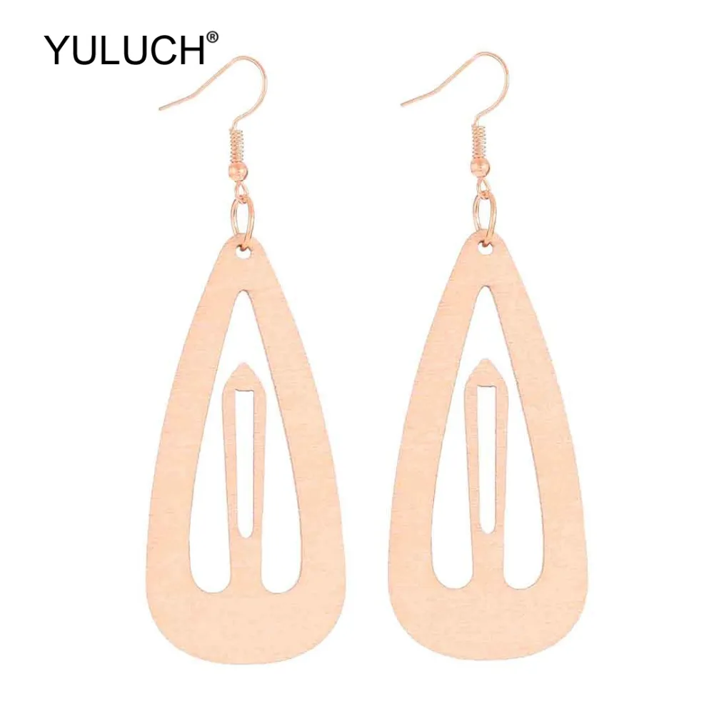 YULUCH 2019 модные деревянные черные красные полые в форме маяков серьги капли воды