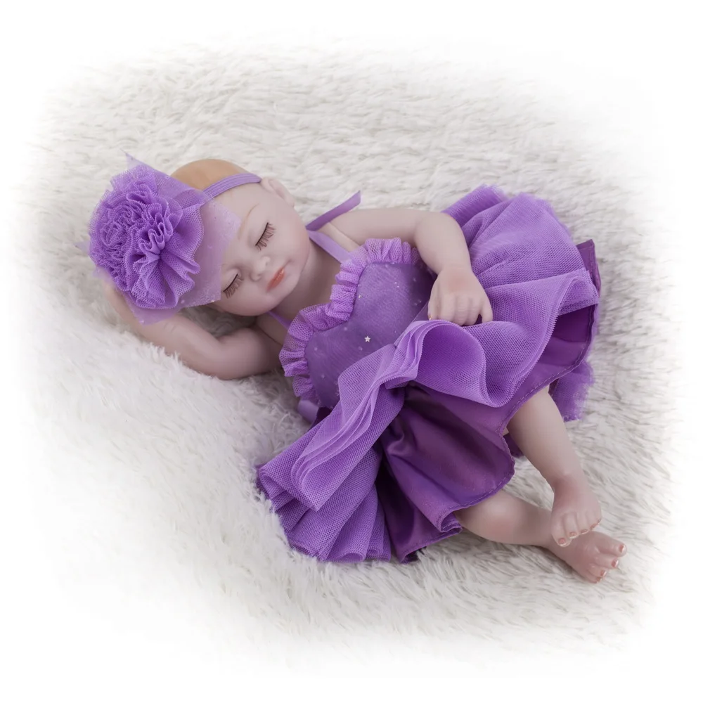 28 см Милые силиконовые куклы Reborn Baby закрытые глаза ручная работа реалистичные