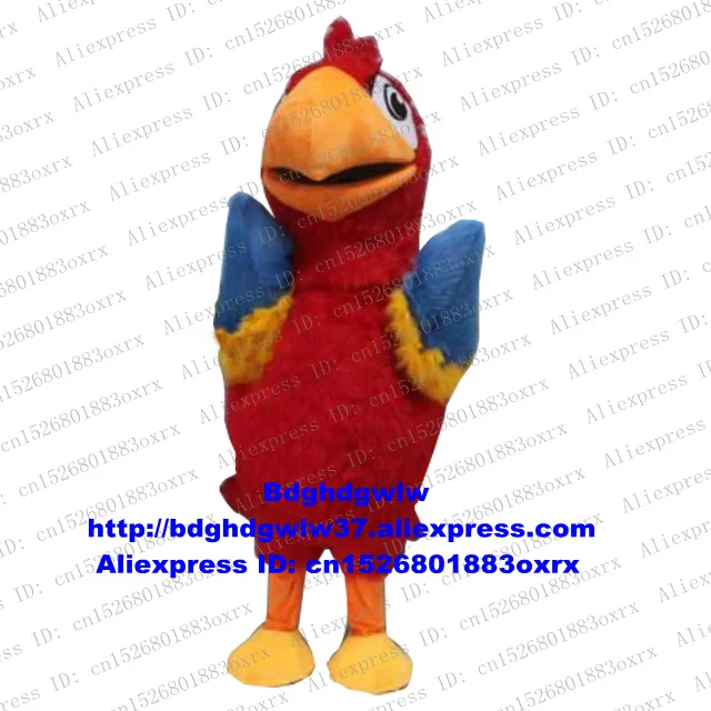 Красный Попугай попугай ара птица талисман костюм для взрослых мультяшный