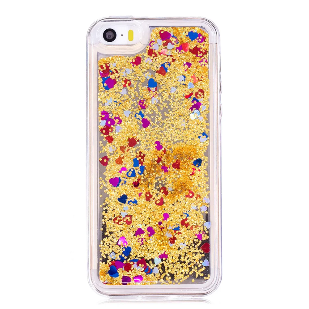 Крышка чехол для телефона iPhone5/5S/SE динамичный жидкий песок блеск зеркало Стиль