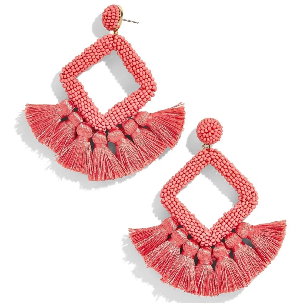 Серьги с бахромой в этническом стиле Girlgo Boho, большие кисточки,, ручная работа, большие бусины, массивные серьги, вечерние Висячие висячие серьги, подарок