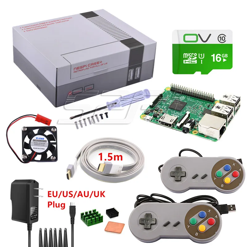 52Pi новая версия NESPI чехол+ плюс Retroflag с Raspberry Pi 3 Model B опциональный комплект функциональная кнопка питания с безопасным выключением - Цвет: 16G and SNES