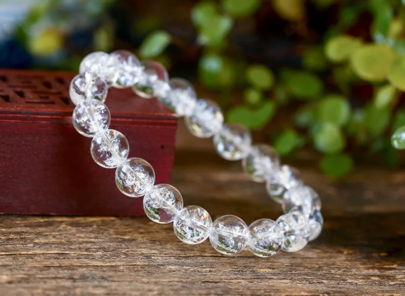 Natural White Crystal Stone Beaded Bracelets Women Men 6-14 mm Charm Brcelet DIY Accessories Gift Droship | Украшения и