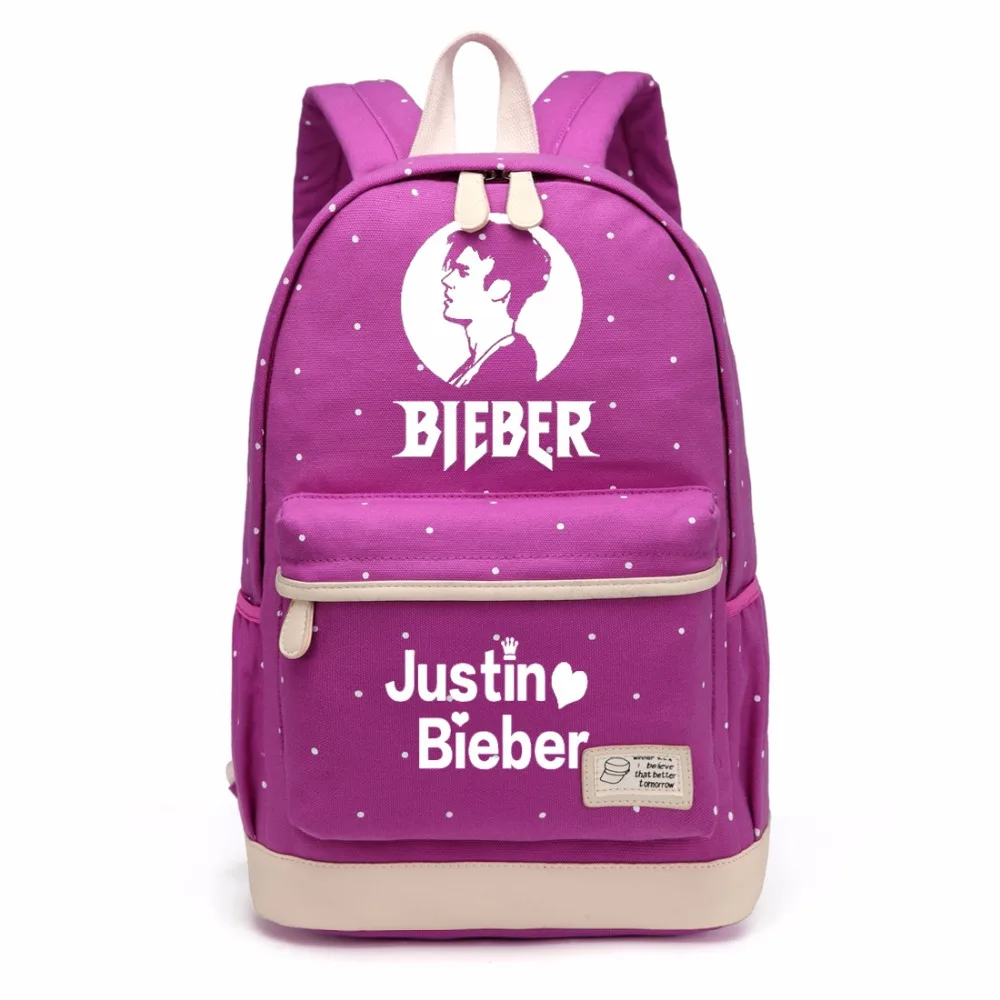 WISHOT Джастин Бибер Холщовая Сумка с цветами волнистые рюкзаки рюкзак для девочек