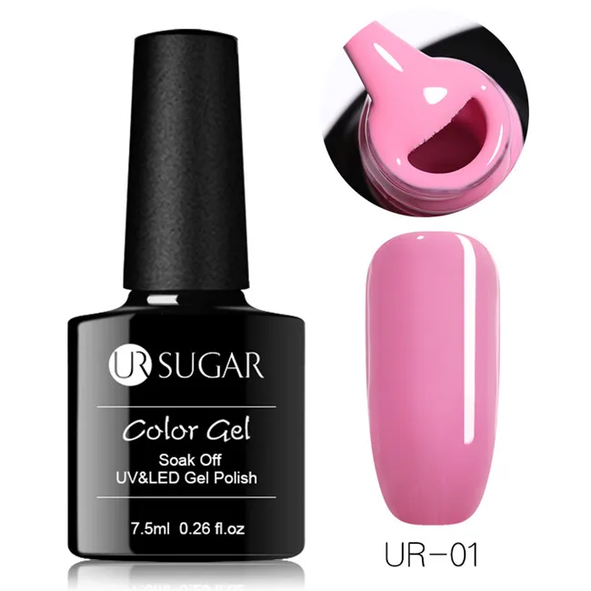 Ur Sugar 7,5 мл розовое золото блестящий Гель-лак для ногтей розовый Цвет гель-блестки для ногтей искусство замочить от УФ-гель-лака УФ светодиодный - Цвет: UR-01