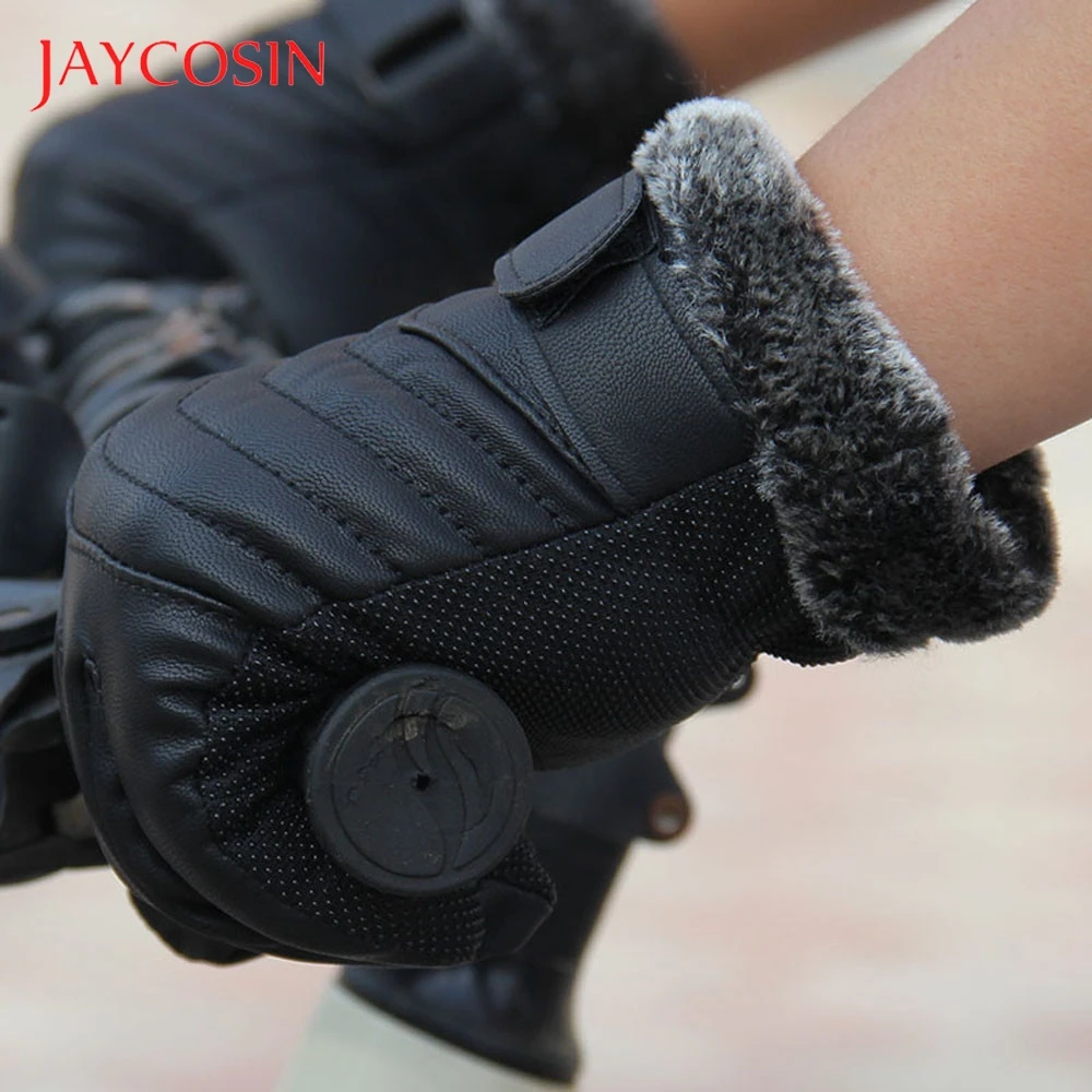 JAYCOSIN мужские теплые противоскользящие зимние спортивные кожаные перчатки с
