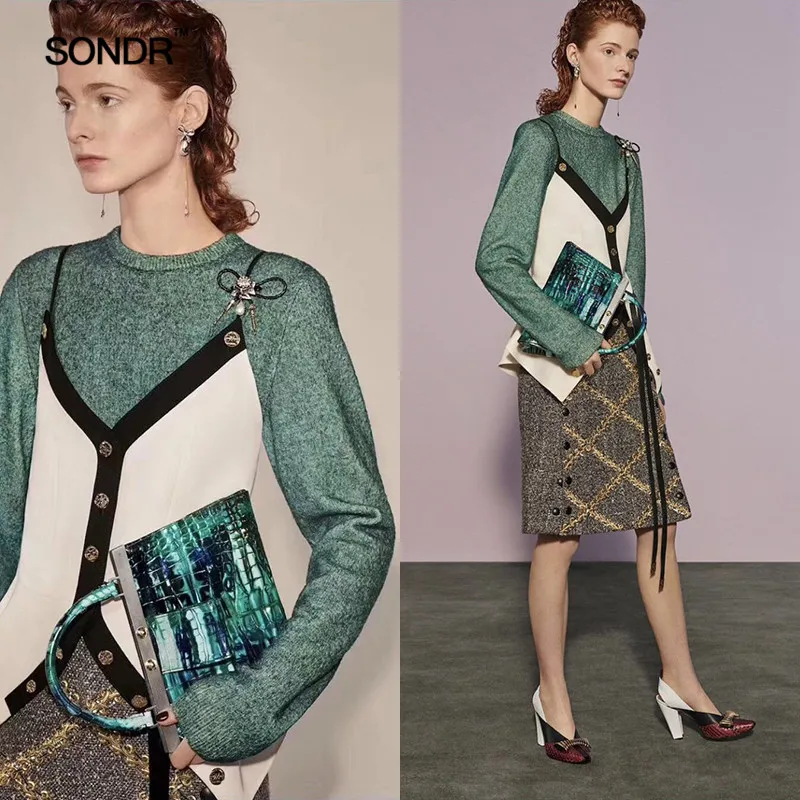 Женский ремень на пуговицах SONDR черный или белый с простым дизайном весна лето 2019|Топы| |