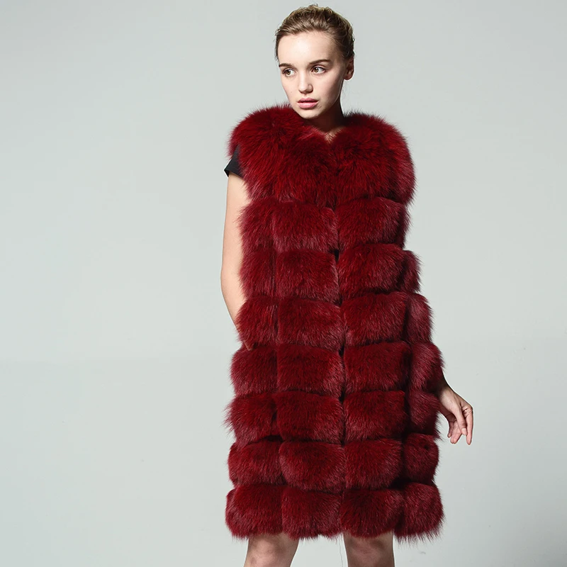 QIUSIDUN Winter Fashion Fur Vest Women's Fox Regular Casual Sleeveless And Pure Color Vest There Are Pockets In Winter Linings