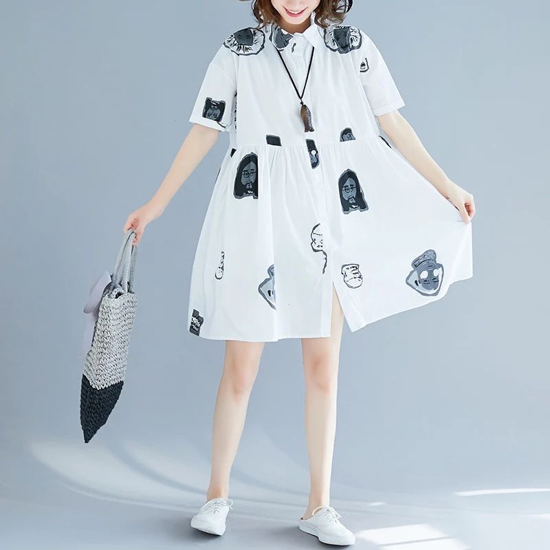 Лето 2020 Новое модное платье с принтом из мультфильма женское льняное мини