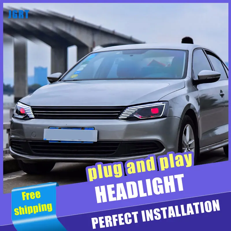 Фары автомобильные 2 шт. светодиодные для VW Jetta 2011-2018 DRL двухлучевые H7 Ксеноновые