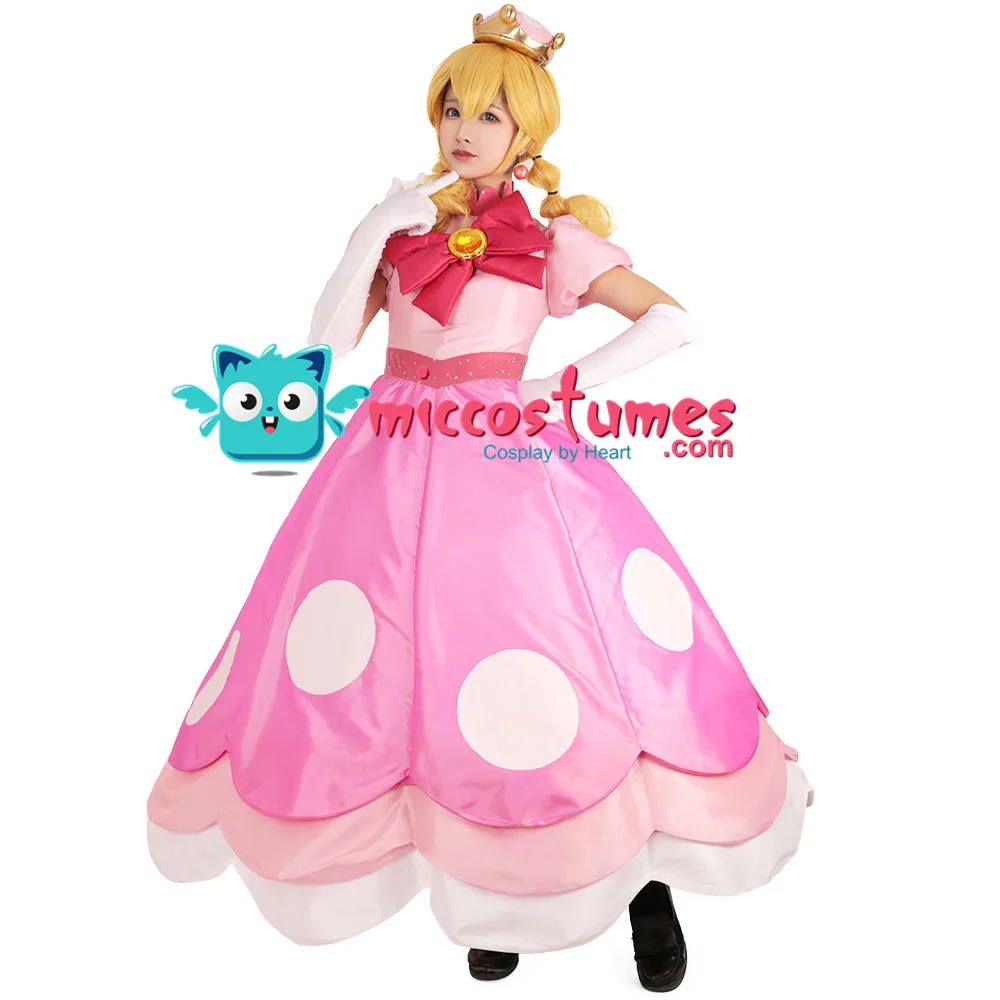 Персиковый Peachette Косплей Костюм розовое платье женский наряд на Хэллоуин