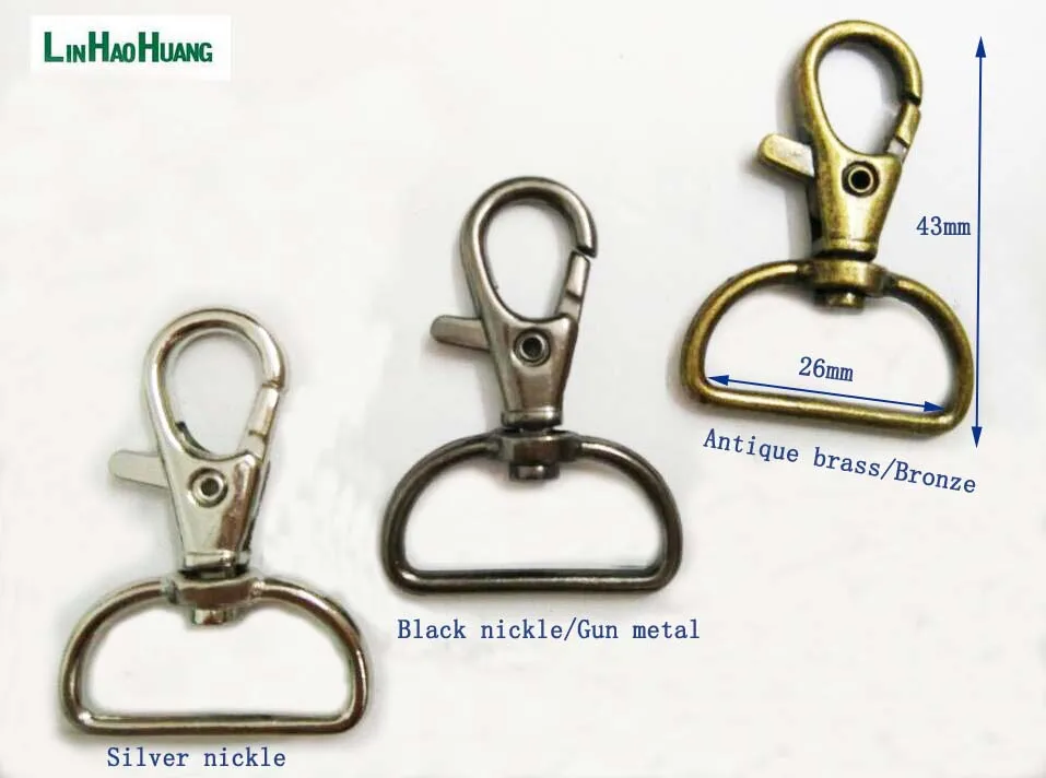 

50pcs/lot 25mm 1inch Alloy Swivel Clasps Snap Key Hooks DIY Key Chain Ring Nickle/Black/Bronze Free Shipping 2016092601