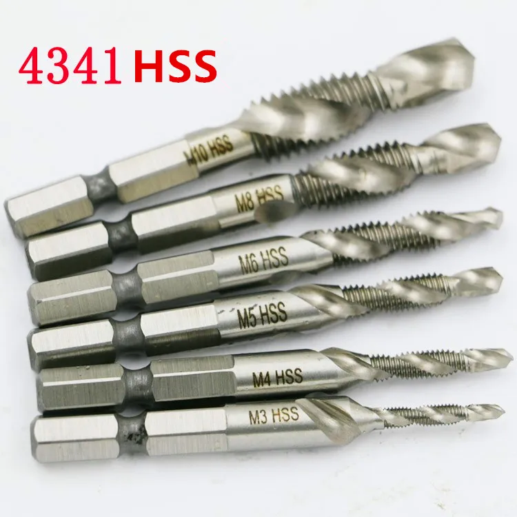 Mainpoint 6 шт. M3 M10 Composite Tap Drill Bit 1/4 &quotHex HSS Speed стальная резьба спиральный винт Зенковка