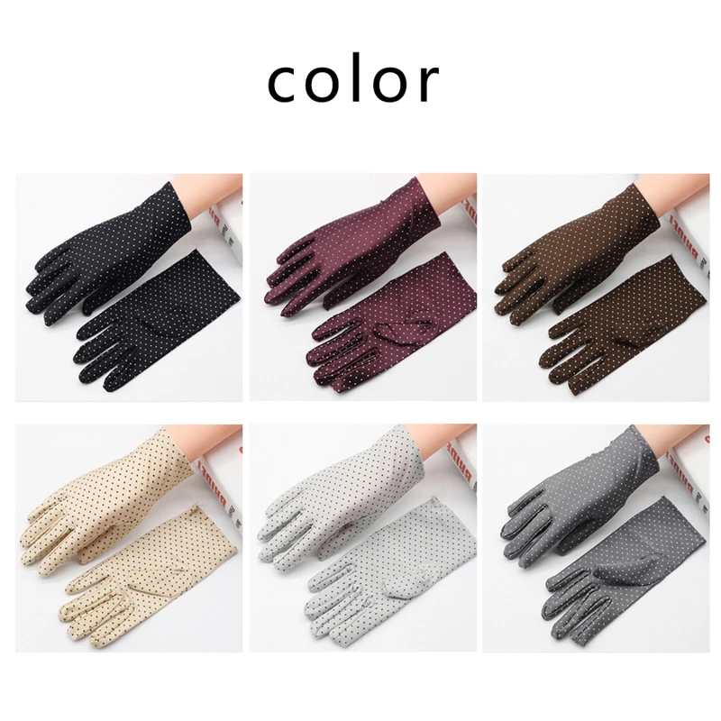 Секционные женские перчатки короткие в горошек сексуальные тонкие летние для