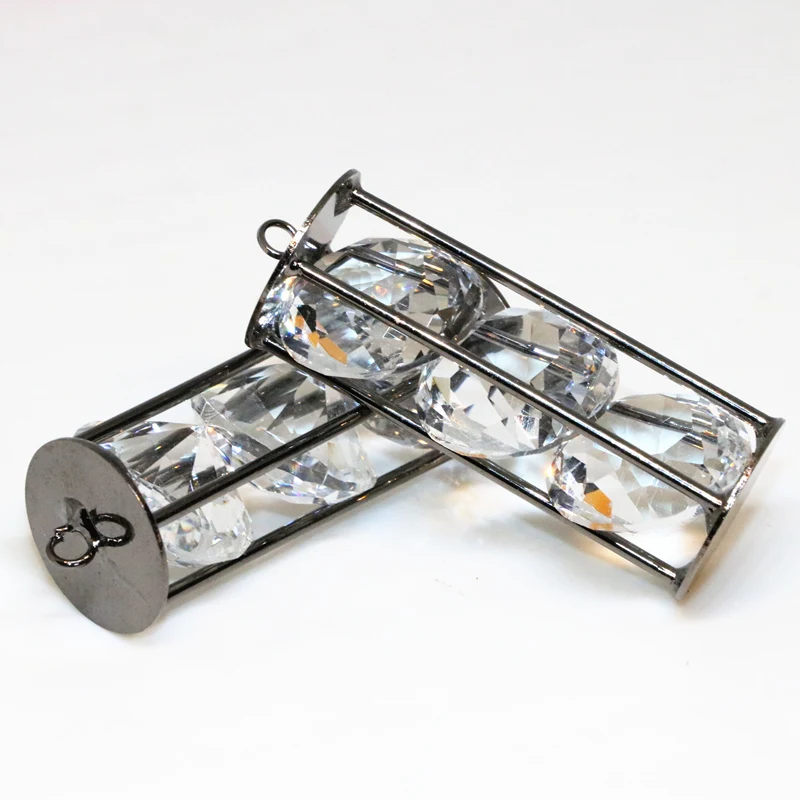 Бесплатная доставка Элегантный Кристалл Медь Черный покрытием Arc Cube Cage Подвески