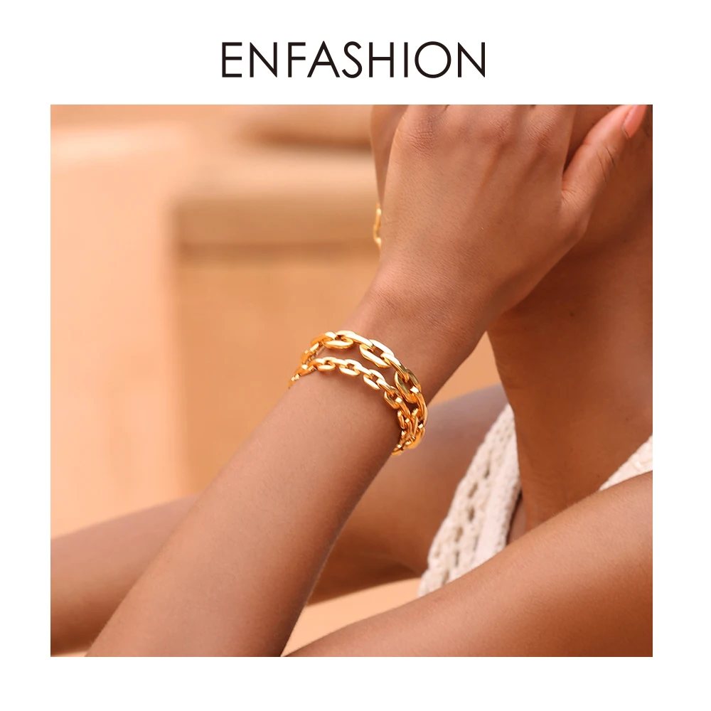 Enfashion чистая форма маленькая цепочка браслеты на запястье золотой цвет латунные