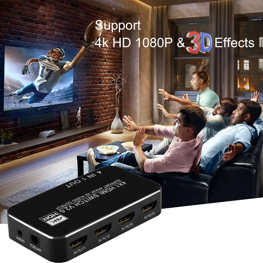 4X1 HDMI переключатель с аудиовыходом 4K Ultra HD 4 порта x 2K коммутатор сплиттер ИК