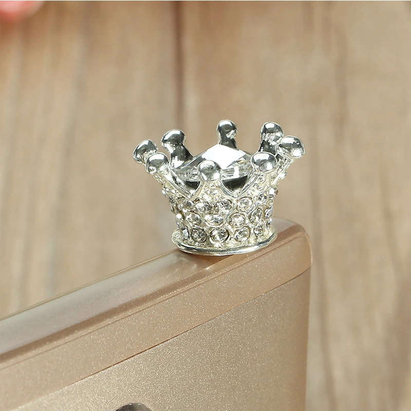 Универсальный 3 5 мм Rhinestone Crown грязеотталкивающий штекер для украшения телефона