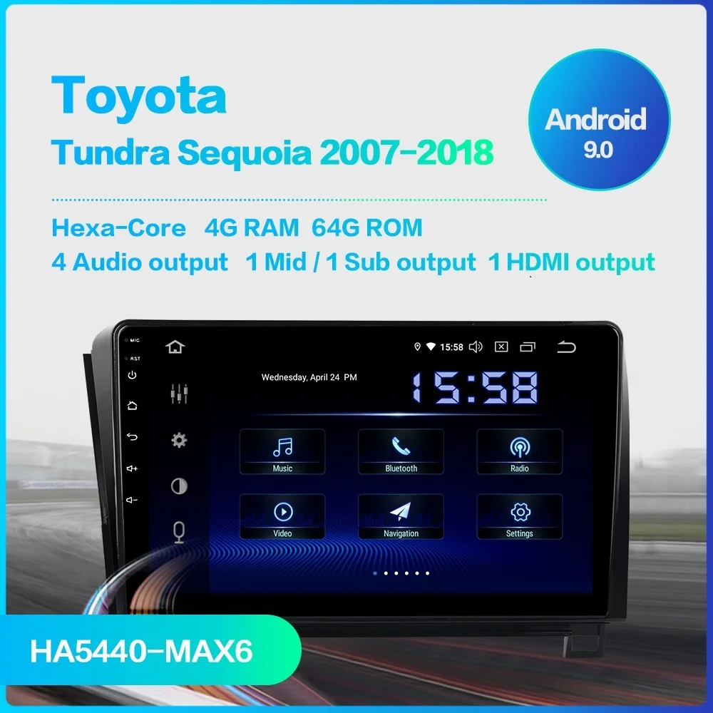 Автомагнитола на Android 9 0 для Toyota Tundra 2007 2009 2010 2011 2012 2013 Sequoia 2008 2014 2015 2016 2017 2018 10 2