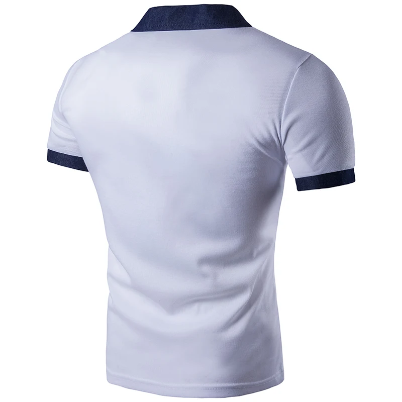 Мужская Повседневная рубашка-поло с коротким рукавом джинсовая рубашка