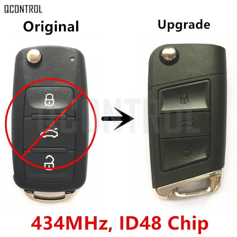 QCONTROL Модернизированный Автомобильный Дистанционный ключ 3T0837202 для SKODA Citigo/Fabia/Octavia/Rapid/Roomster/Superb/Yeti 434 МГц