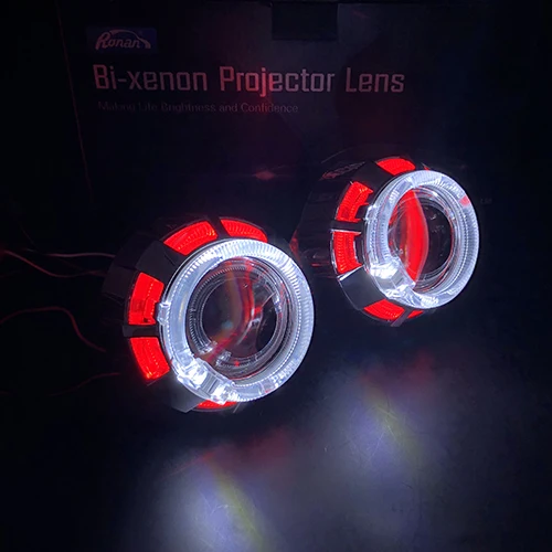 White-Red Ronan 2,0 moto H1 bi xenon двойные светодиодные ангельские глазки один набор кожухов H4 H7 адаптер для автомобильных фар использовать H1 лампы для модернизации - Цвет: White-Red