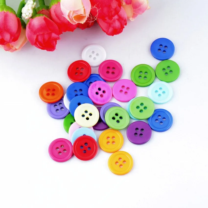 Бесплатная доставка 80 шт пластиковые круглые 4 отверстия кнопки смешанный