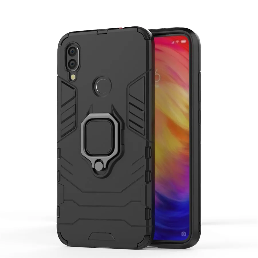 Чехол для Redmi Note 7, роскошная автомобильная подставка с магнитным кольцом, TPU+ PC, защита от отпечатков пальцев, противоударный защитный чехол для телефона Redmi Note 7, чехол