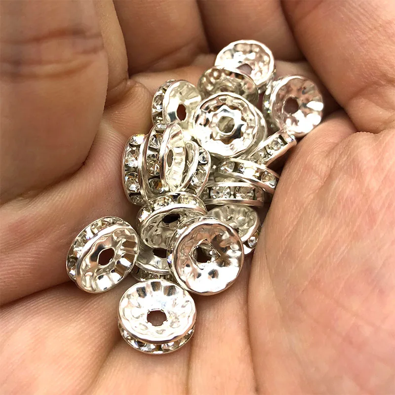 100 шт. 8 мм Cristal брошь со стразами Spacer Para Colar Pulseira де Металл DIY DYP-010 | Украшения и