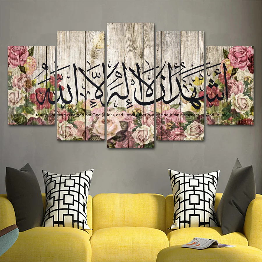 

Drop shipping 5 Panel Wall Art Pictures Canvas Painting abstract canvas poster painting decoration for living room LW003