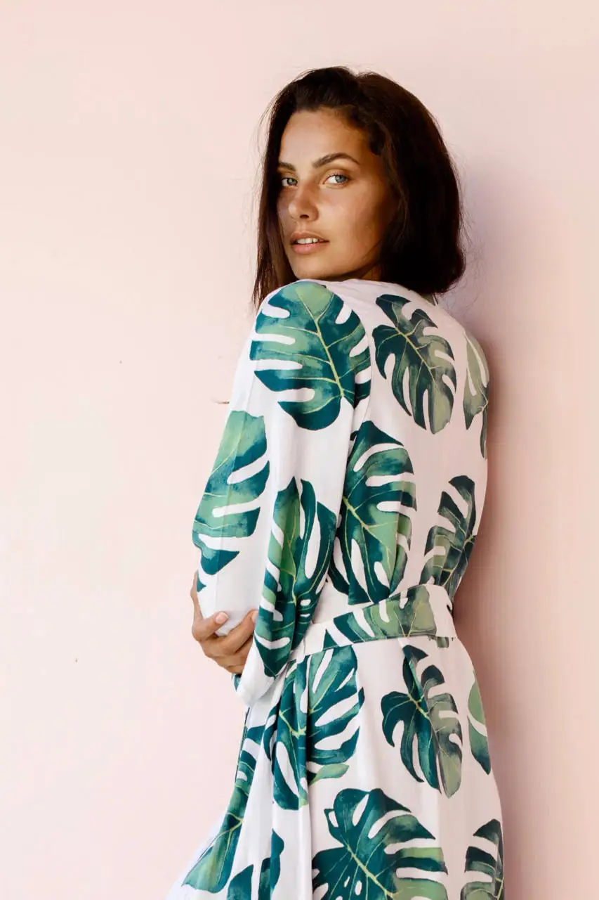 hirigin New Fashion Womens Cotton Floral Printed Cover-up Blouses Female Summer Beach Style Long Blouses Ladies Casual Shirts
