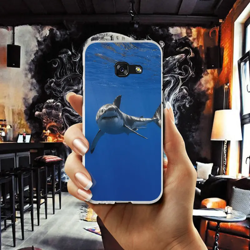 Ocean Fish Sharks Soft TPU Silicone cELL Phone Cases Bags For Samsung Galaxy A3 A5 A7 J1 J2 J3 J4 J5 J6 J7 2016 2017 2018 Cover |