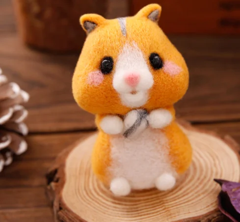 Hamster Хомяк, кролик, мультяшный набор животных, шерсть, набор для рукоделия, шерсть, войлок, игла для валяния, украшение, рукоделие, ручная работа - Цвет: Hamster