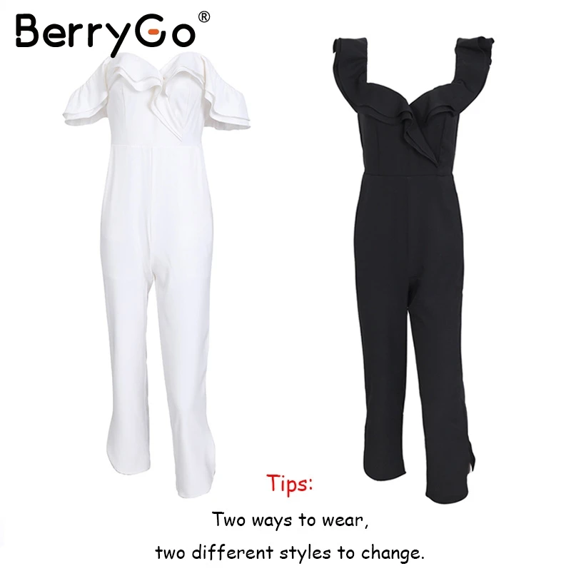 Женский комбинезон с открытой спиной BerryGo черный открытыми плечами