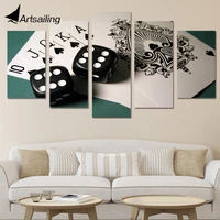 5 piece canvas art wall art gambling dice cards painting picture print home decor living room poster free shipping xa1248