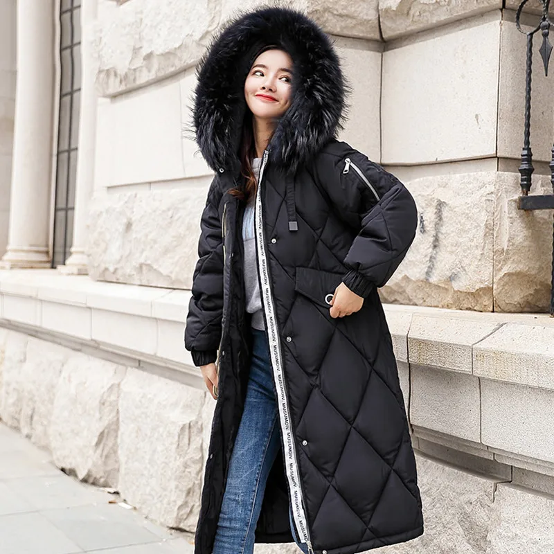 Large Size Cotton Overcoat Winter Women Jacket Thick Warm With Fur Collar Hooded Parkas Slim Female Outerwear Coat LDT733 | Женская