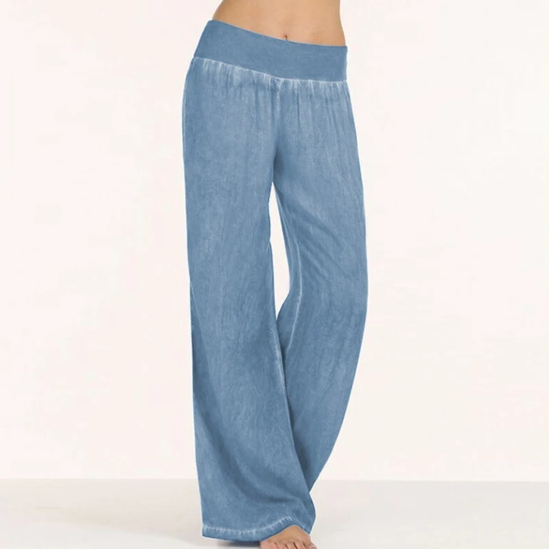 Light Blue Женские джинсовые широкие брюки размера плюс, селмия, джинсы, лето, женские эластичные брюки с высокой талией, повседневные штаны, Pantalon Palazzo - Цвет: Light Blue