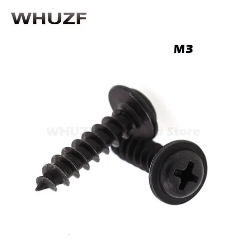M3 Phillips круглая головка с шайбой самонарезающие винты нарезной болт болты в черном цвете M3mm * L 500 шт M3 Phillips круглая головка с шайбой самонарезающие винты нарезной болт болты в черном цвете M3mm * L 500 шт
