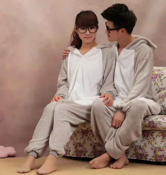 Onesie/ ; Пижама кигуруми в виде животных; комбинезон с единорогом; унисекс; женская одежда для сна с капюшоном; зимняя Фланелевая пижама с жирафом для взрослых - Цвет: Gray Koala