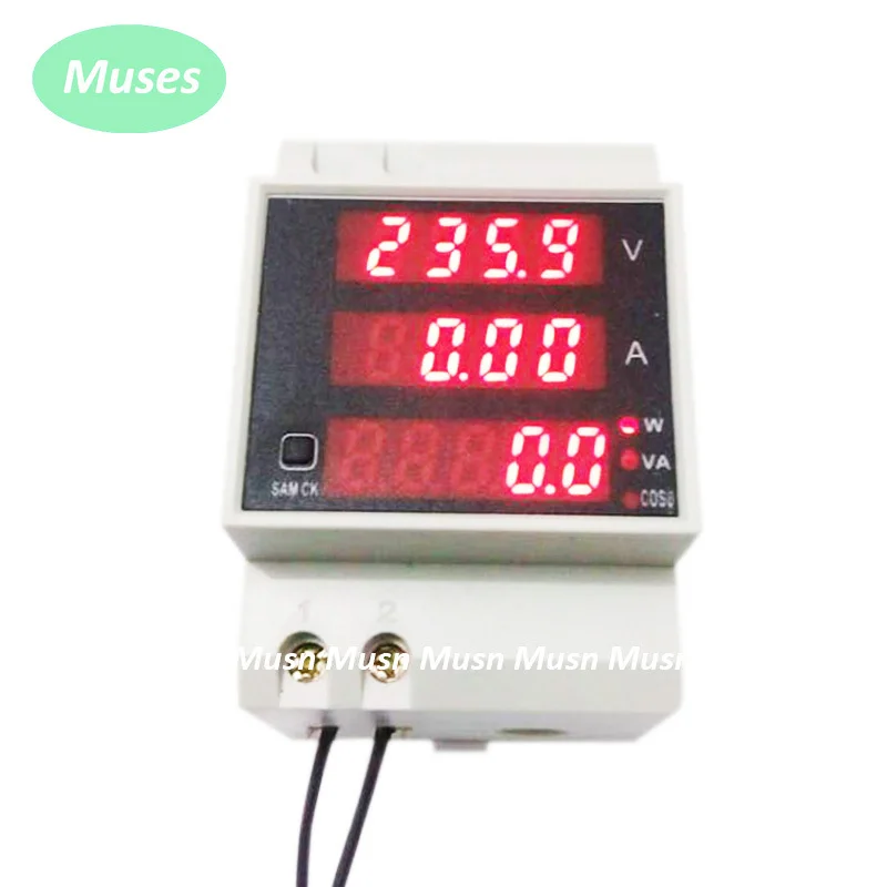 

2pcs/lot free shipping AC 110V 220V Digital LED DIN RAIL100A power meter Ammeter Voltmeter 80-300V volt amp watt meter