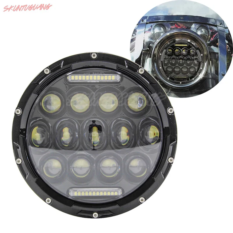 1 pcs 7 inch 75W Round LED Headlight Projector DRL High Low Beam Headlamp for Touring Motorcycle