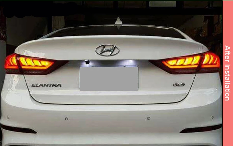 Автомобильный Стайлинг для hyundai ELANTRA светодиодная сигнальная лампа задний фонарь светодиодные задние фары DRL+ тормоз+ Реверсивный динамический сигнал поворота